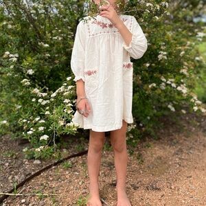 Story of La.Camel Floral Embroidered Dress